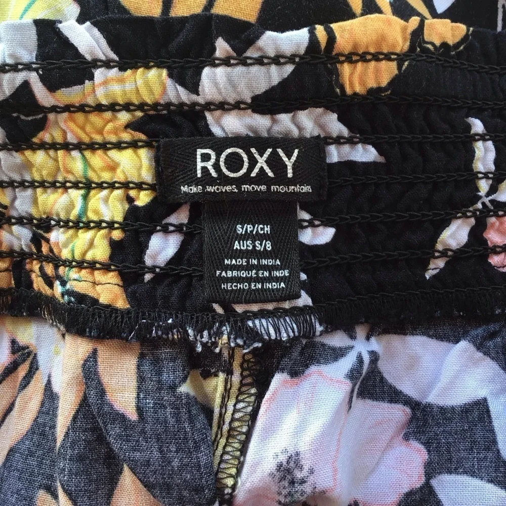 Roxy Rythm Beach Boho Floral Wide Pull On Pants Size Small
